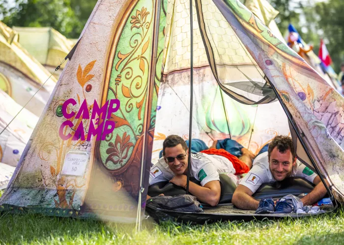 People in tents
